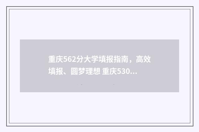 重庆562分大学填报指南，高效填报、圆梦理想 重庆530分的大学