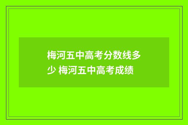 梅河五中高考分数线多少 梅河五中高考成绩