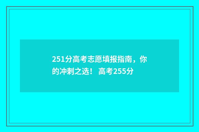 251分高考志愿填报指南，你的冲刺之选！ 高考255分