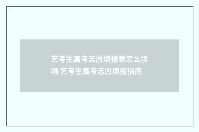 艺考生高考志愿填报表怎么填啊 艺考生高考志愿填报指南
