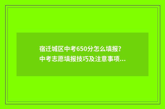 宿迁城区中考650分怎么填报？中考志愿填报技巧及注意事项 宿迁中考630分什么水平