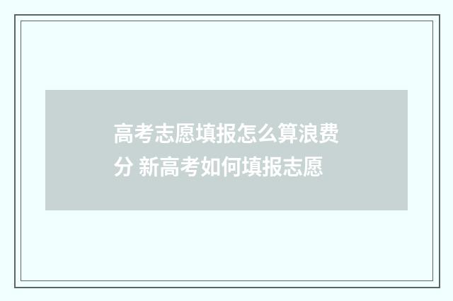 高考志愿填报怎么算浪费分 新高考如何填报志愿