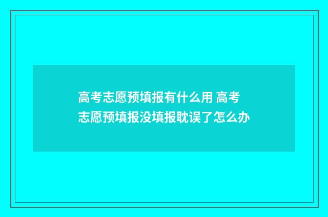 高考志愿预填报有什么用 高考志愿预填报没填报耽误了怎么办