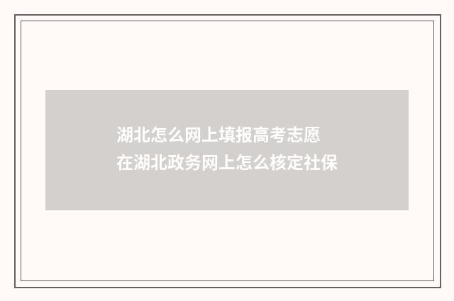 湖北怎么网上填报高考志愿 在湖北政务网上怎么核定社保