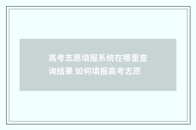 高考志愿填报系统在哪里查询结果 如何填报高考志愿