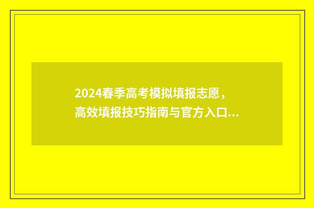 2024春季高考模拟填报志愿，高效填报技巧指南与官方入口 2024春季高考模拟卷数学广东
