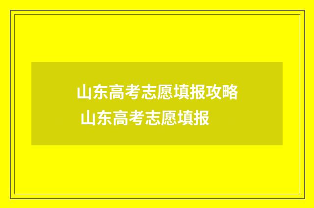 山东高考志愿填报攻略 山东高考志愿填报