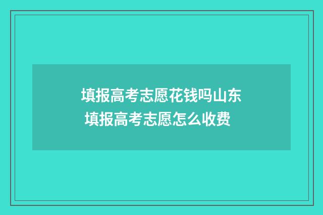 填报高考志愿花钱吗山东 填报高考志愿怎么收费