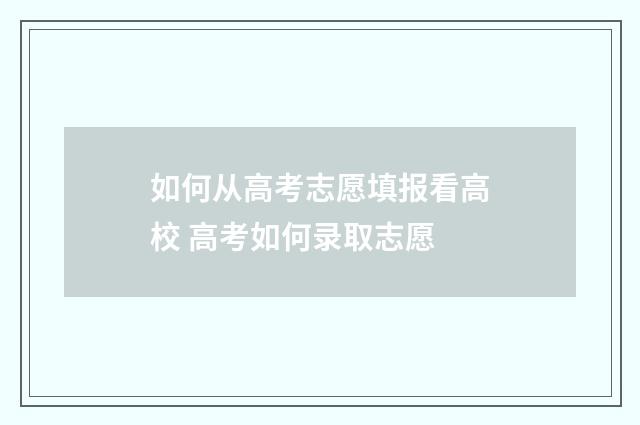 如何从高考志愿填报看高校 高考如何录取志愿