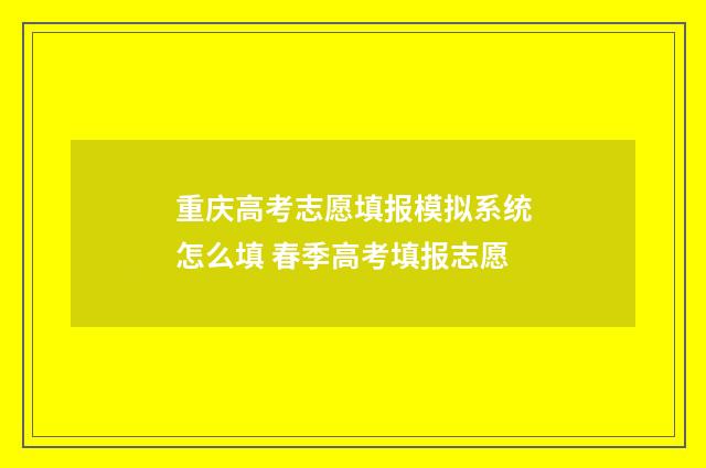 重庆高考志愿填报模拟系统怎么填 春季高考填报志愿