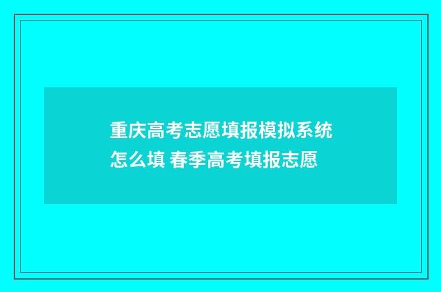 重庆高考志愿填报模拟系统怎么填 春季高考填报志愿