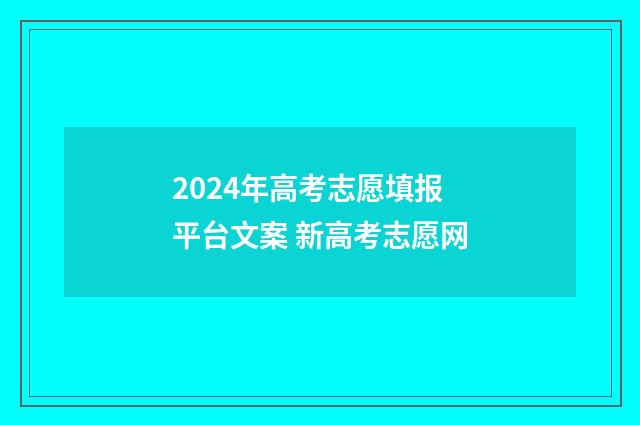 2024年高考志愿填报平台文案 新高考志愿网