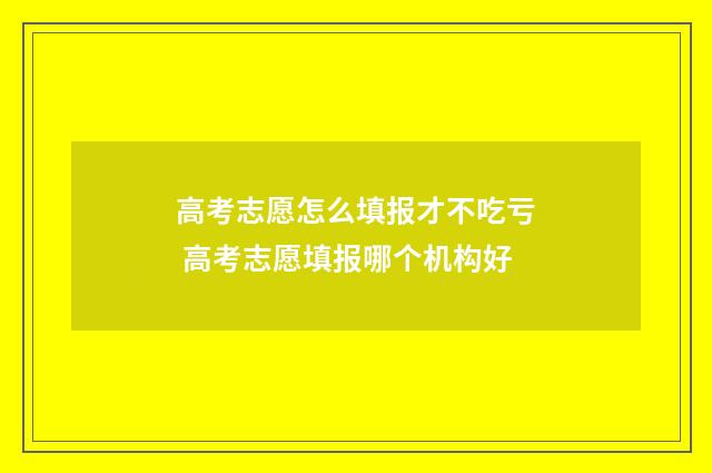 高考志愿怎么填报才不吃亏 高考志愿填报哪个机构好