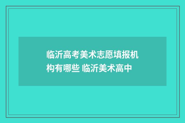 临沂高考美术志愿填报机构有哪些 临沂美术高中