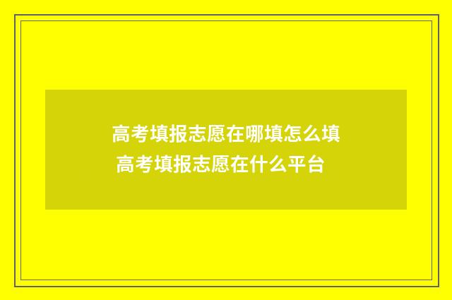 高考填报志愿在哪填怎么填 高考填报志愿在什么平台