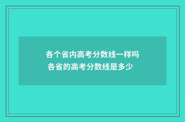 各个省内高考分数线一样吗 各省的高考分数线是多少