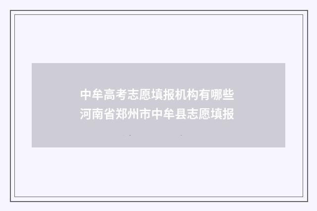 中牟高考志愿填报机构有哪些 河南省郑州市中牟县志愿填报
