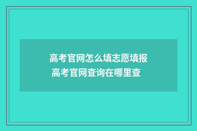 高考官网怎么填志愿填报 高考官网查询在哪里查