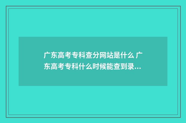 广东高考专科查分网站是什么 广东高考专科什么时候能查到录取结果