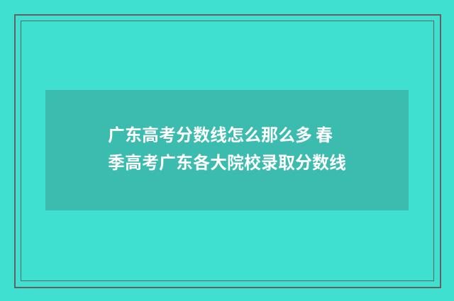 广东高考分数线怎么那么多 春季高考广东各大院校录取分数线
