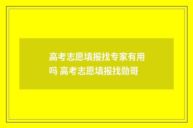 高考志愿填报找专家有用吗 高考志愿填报找勋哥