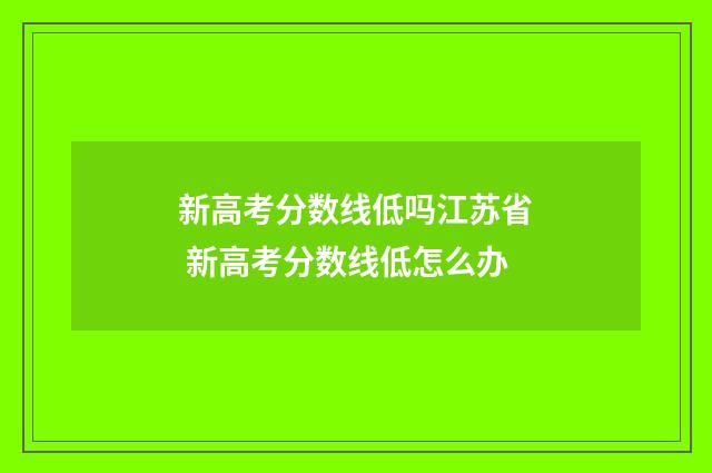 新高考分数线低吗江苏省 新高考分数线低怎么办