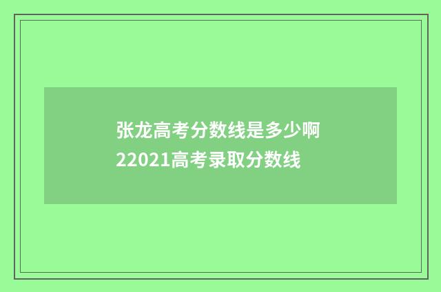 张龙高考分数线是多少啊 22021高考录取分数线