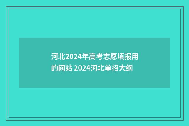 河北2024年高考志愿填报用的网站 2024河北单招大纲