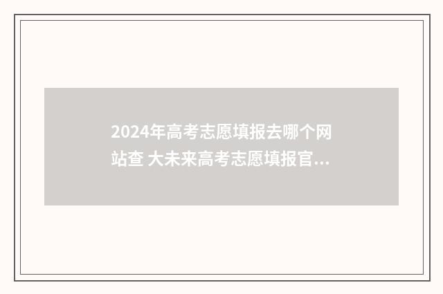 2024年高考志愿填报去哪个网站查 大未来高考志愿填报官网