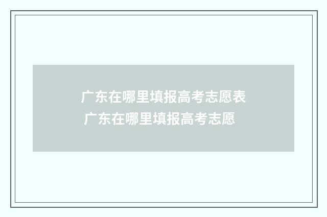 广东在哪里填报高考志愿表 广东在哪里填报高考志愿