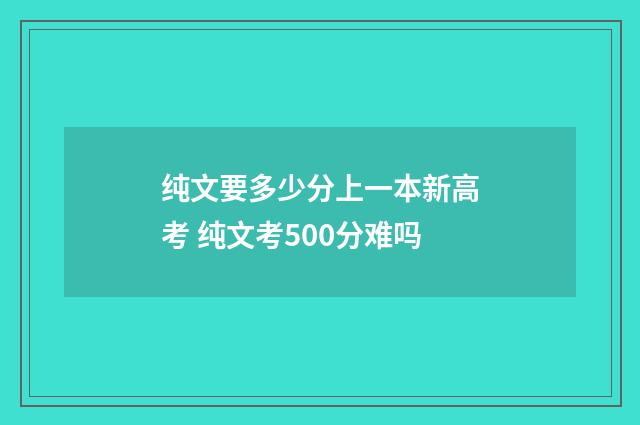纯文要多少分上一本新高考 纯文考500分难吗