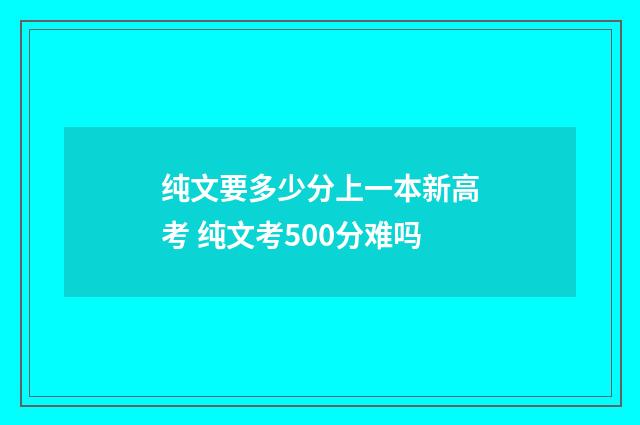 纯文要多少分上一本新高考 纯文考500分难吗