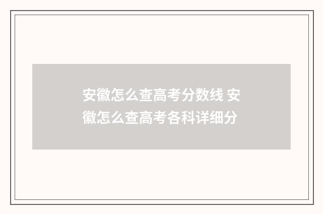 安徽怎么查高考分数线 安徽怎么查高考各科详细分