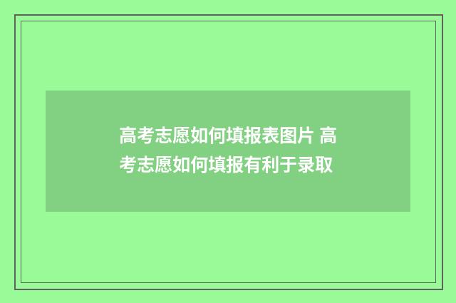 高考志愿如何填报表图片 高考志愿如何填报有利于录取