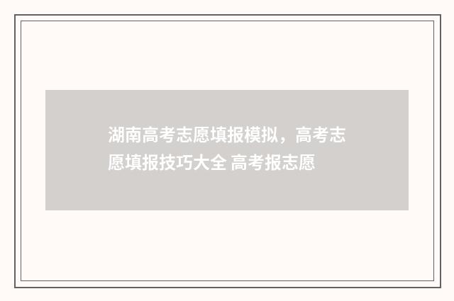 湖南高考志愿填报模拟，高考志愿填报技巧大全 高考报志愿