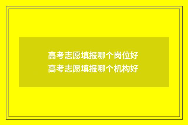 高考志愿填报哪个岗位好 高考志愿填报哪个机构好
