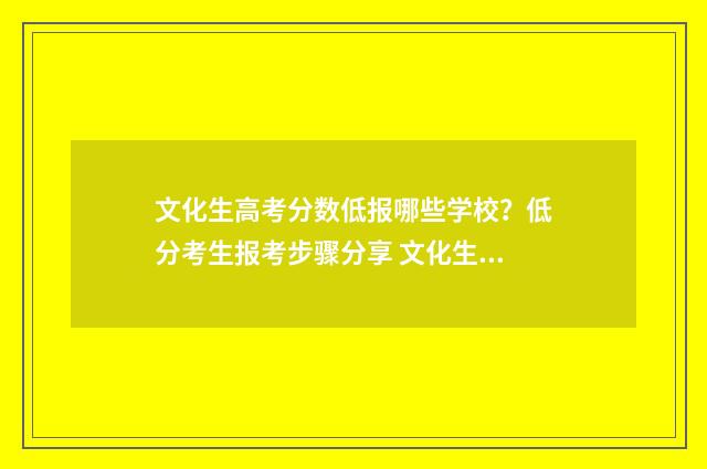 文化生高考分数低报哪些学校？低分考生报考步骤分享 文化生高考分数线