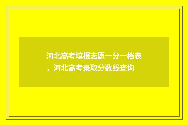 河北高考填报志愿一分一档表，河北高考录取分数线查询
