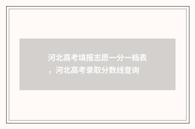 河北高考填报志愿一分一档表，河北高考录取分数线查询