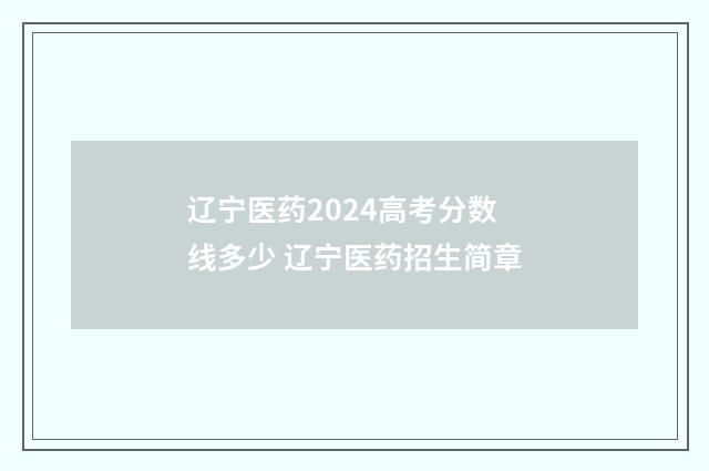 辽宁医药2024高考分数线多少 辽宁医药招生简章