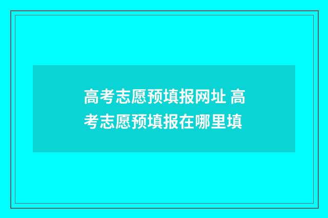 高考志愿预填报网址 高考志愿预填报在哪里填