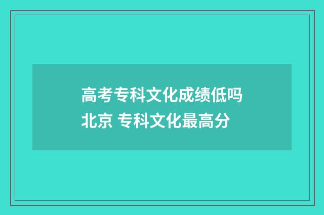 高考专科文化成绩低吗北京 专科文化最高分