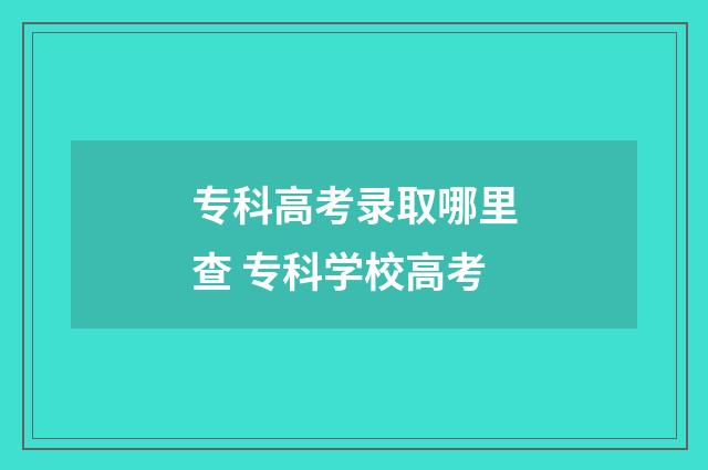 专科高考录取哪里查 专科学校高考