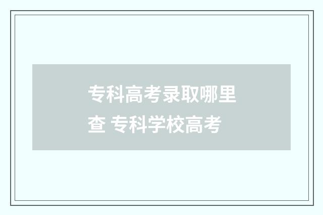 专科高考录取哪里查 专科学校高考