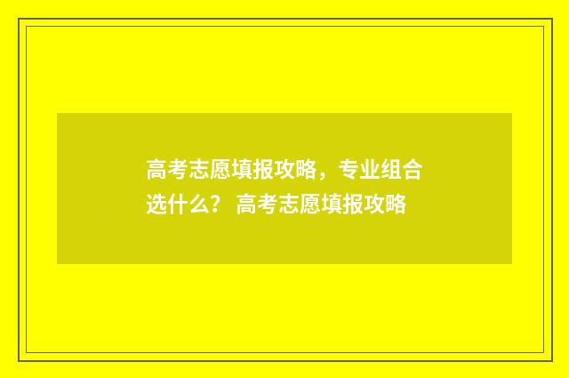 高考志愿填报攻略，专业组合选什么？ 高考志愿填报攻略