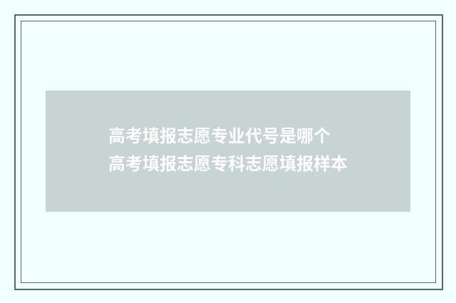 高考填报志愿专业代号是哪个 高考填报志愿专科志愿填报样本