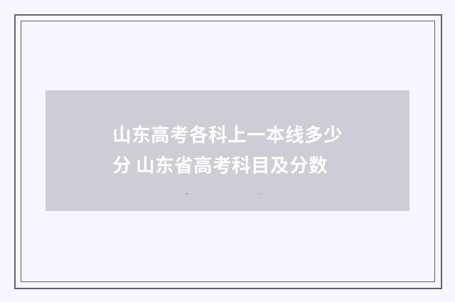 山东高考各科上一本线多少分 山东省高考科目及分数