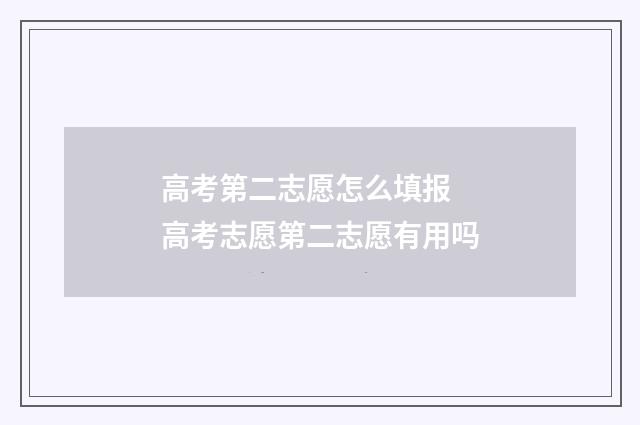 高考第二志愿怎么填报 高考志愿第二志愿有用吗