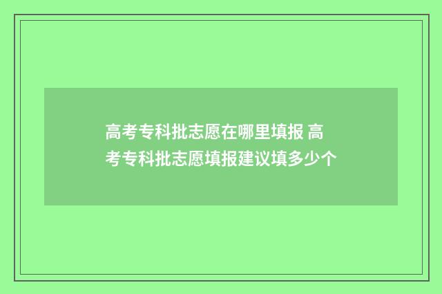 高考专科批志愿在哪里填报 高考专科批志愿填报建议填多少个