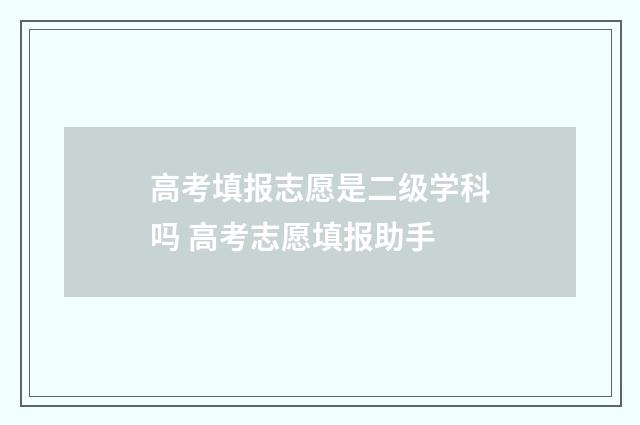 高考填报志愿是二级学科吗 高考志愿填报助手